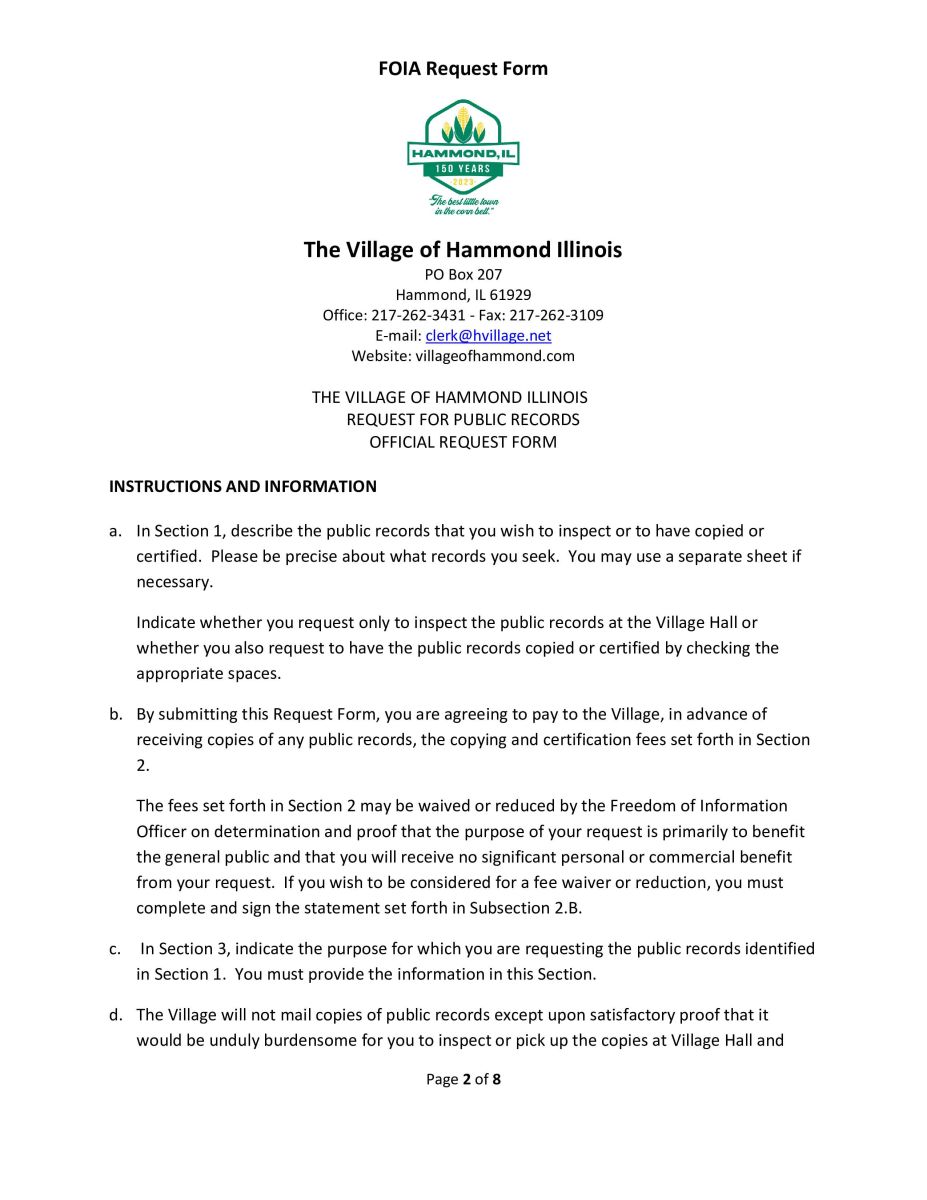 Pg 2 FOIA Request Form