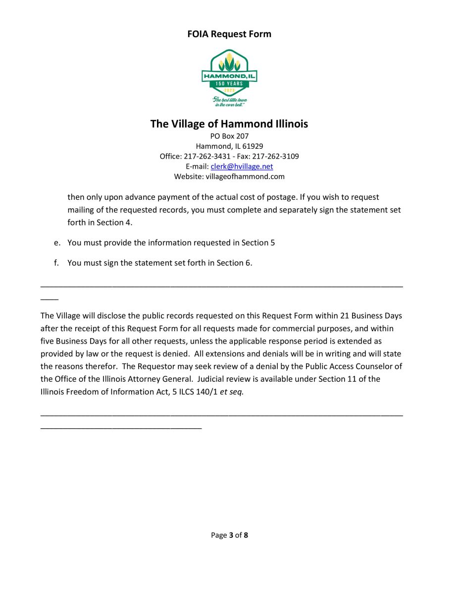 Pg 3 FOIA Request Form