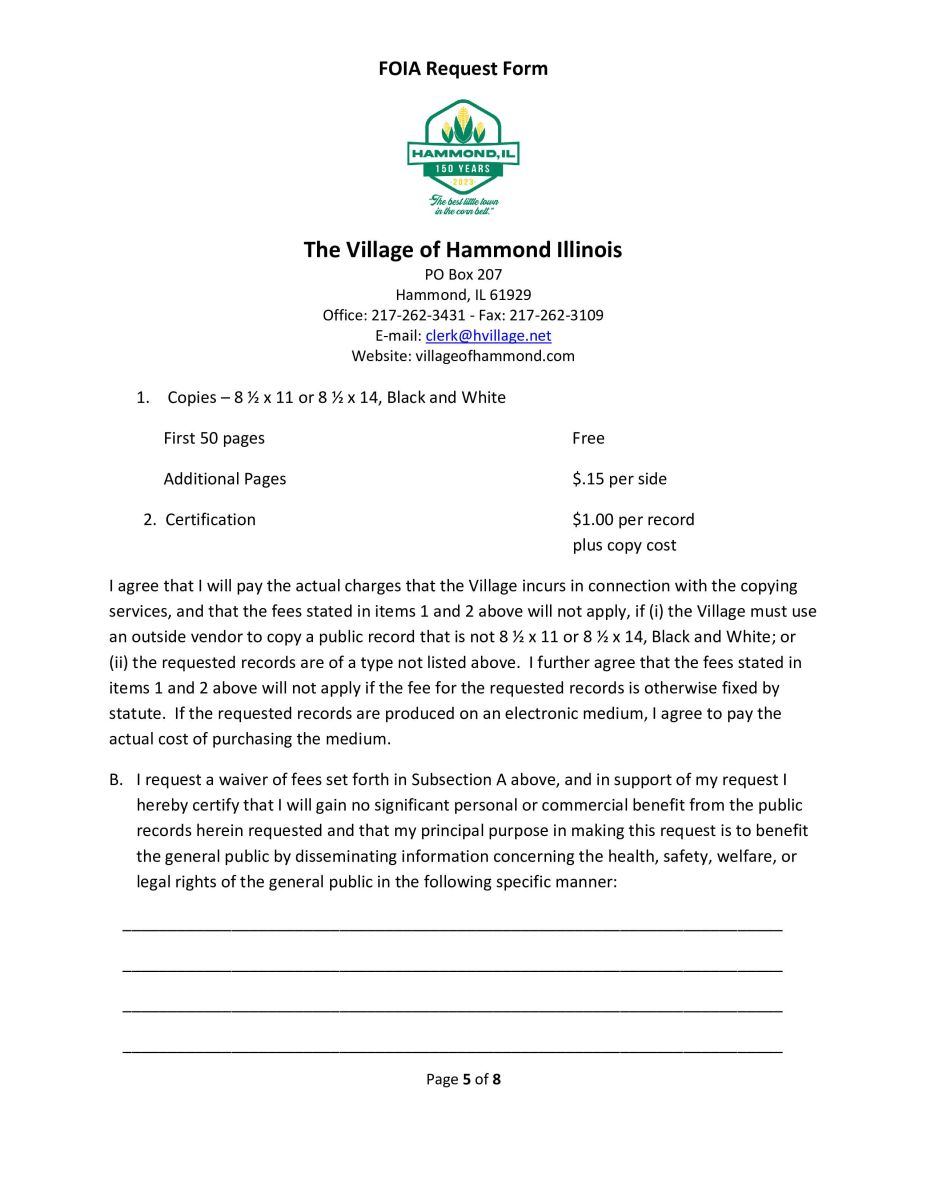 Pg 5 FOIA Request Form