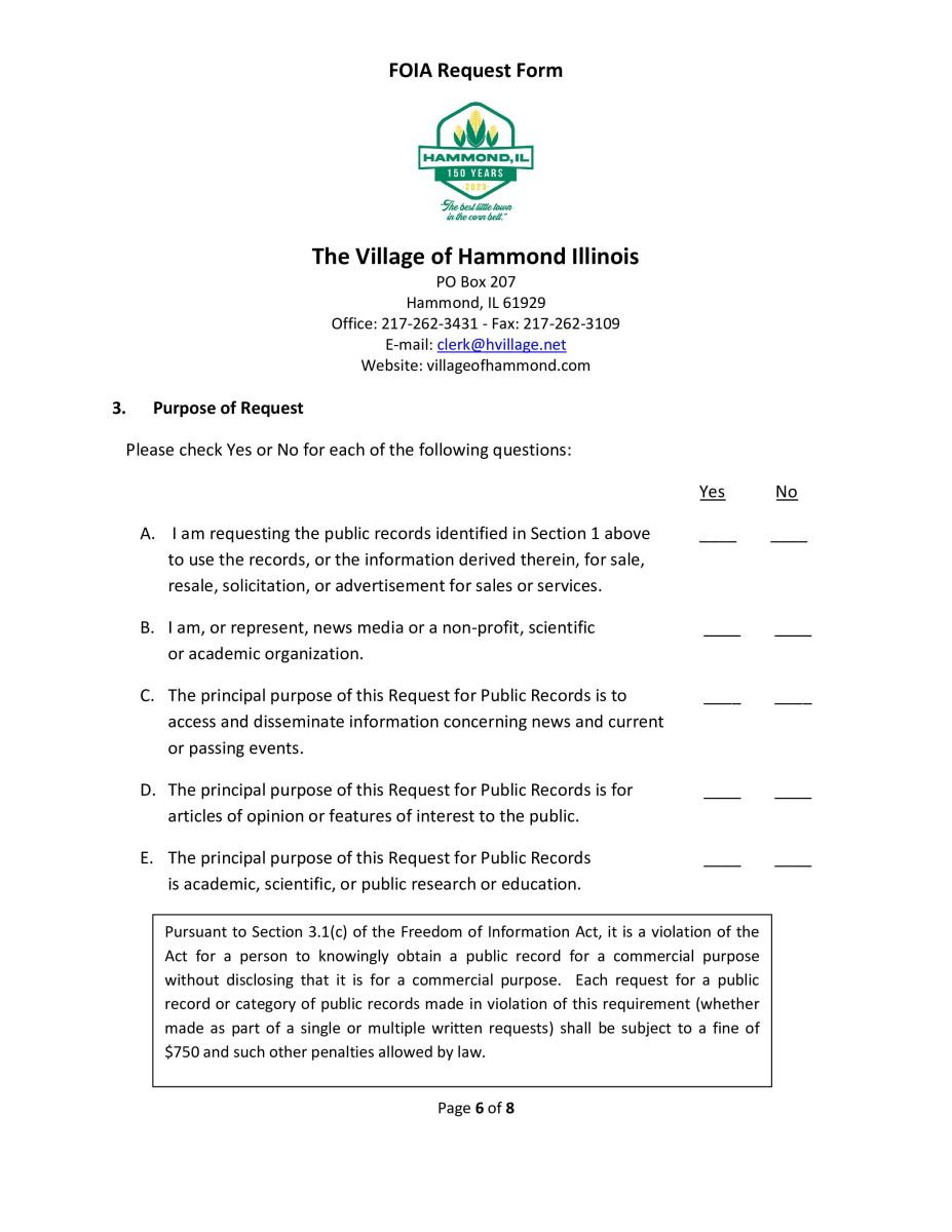 Pg 6 FOIA Request Form