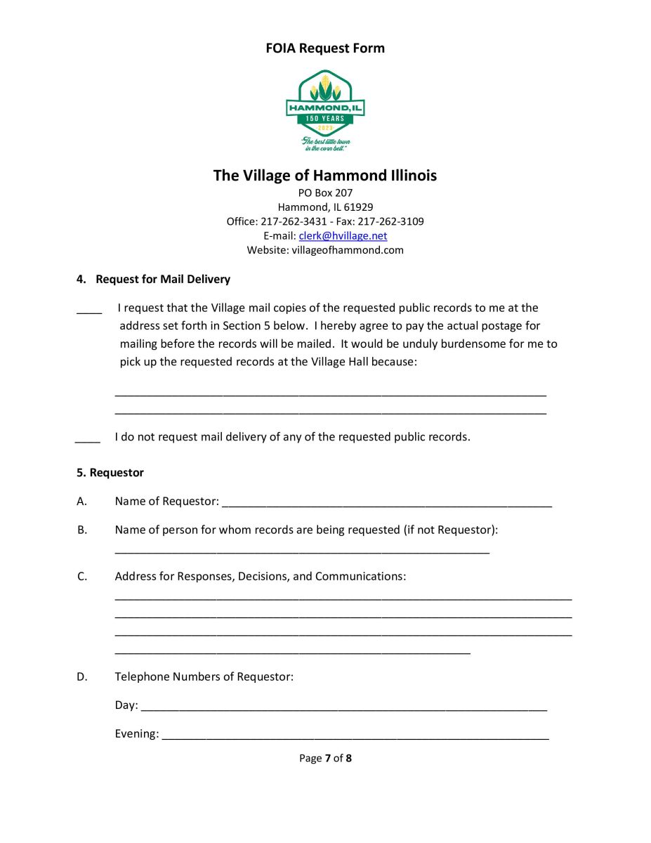 Pg 7 FOIA Request Form