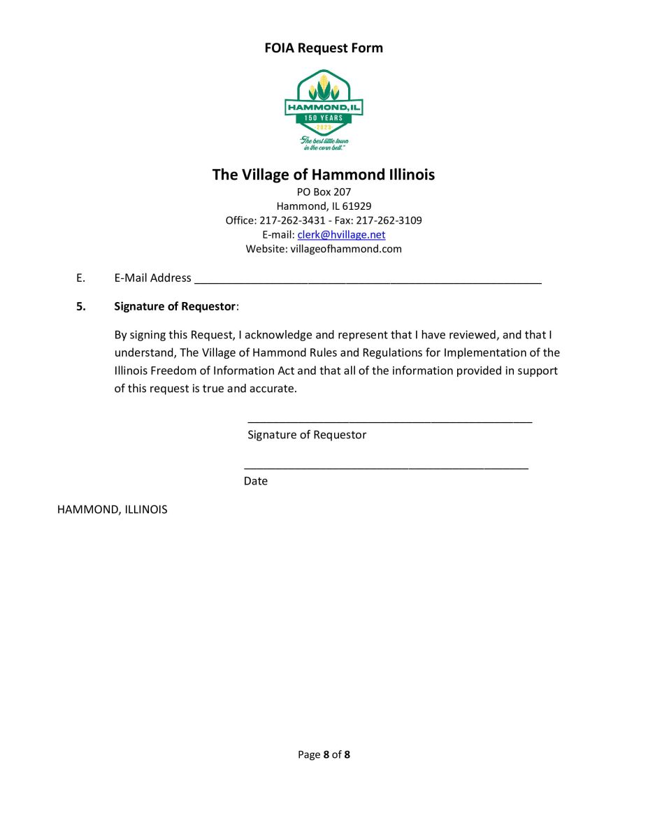 Pg 8 FOIA Request Form
